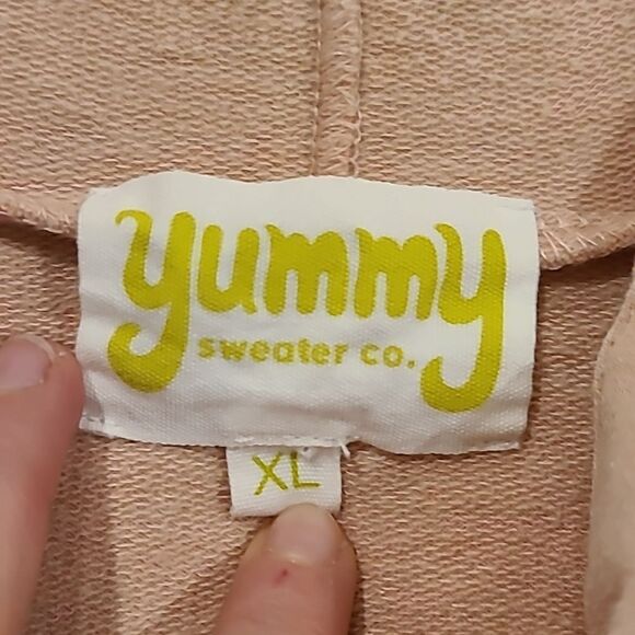 Yummy sweater co light pink soft polyester stretch oversized cropped sweatshirt‎ - Picture 3 of 5